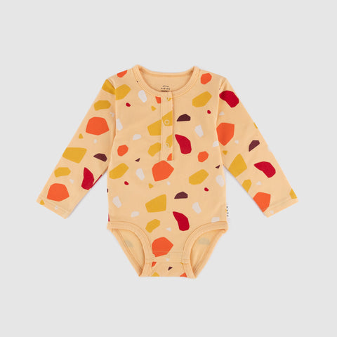 Olive and The Captain - Peach Terrazzo Long Sleeve Bodysuit