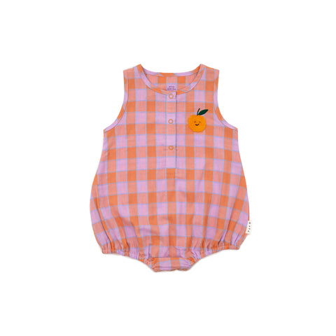 Olive and The Captain - Peach Plum Gingham Bubble Romper