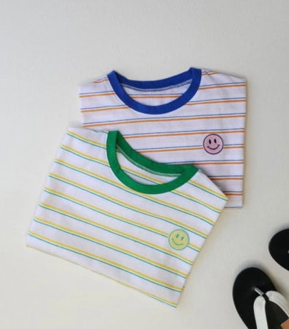 Striped Smile Patch Tee