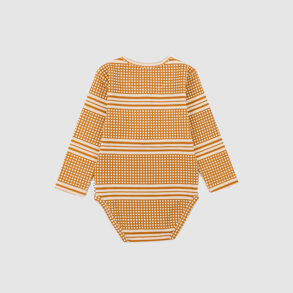 Olive and The Captain - Gold Grid Long Sleeve Bodysuit