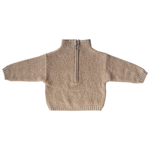 Grown, Zip teddy boucle pullover - Stone