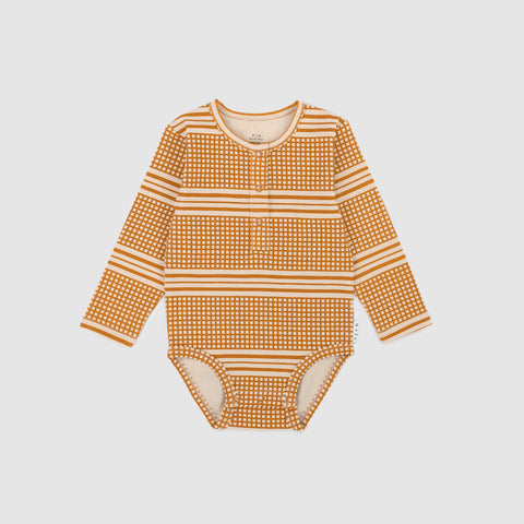 Olive and The Captain - Gold Grid Long Sleeve Bodysuit