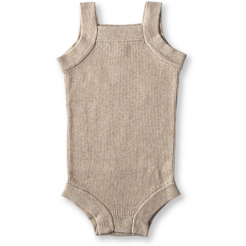 Grown, Ribbed Singlet Suit - Oatmeal